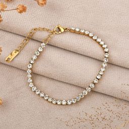 SHILLYN Stainless Steel Gold-Plated Zircon Studded Anti-Tarnish Wraparound Bracelet-image-48