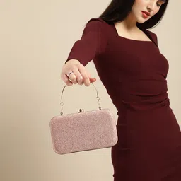 DressBerry Textured Box Clutch-17