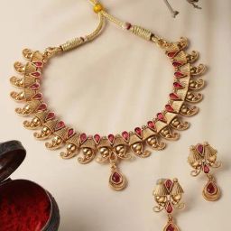 Zeneme Gold Plated Artifical Stone Studded Jewellery Set-image-69