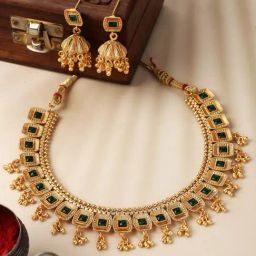 Zeneme Gold Plated Stone Studded Jewellery Set-34