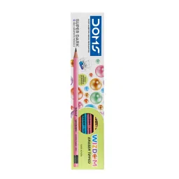 Doms Wizdom Eraser Tipped Super Dark HB/2 Graphite Round Black Pencil 10 Pcs with Free Sharpener, Gripper & Scale, 8363 (Pack of 10 Box) image 2