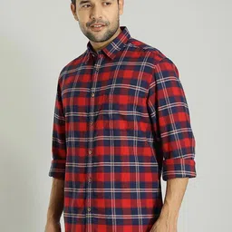 Indian Terrain Men Slim Fit Tartan Checks Opaque Checked Casual Shirt-picture-12