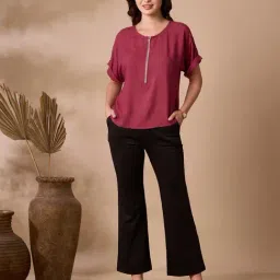 Mish Maroon Viscose Rayon Regular Fit Top-picture-15