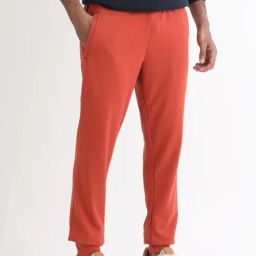 Rare Rabbit Rust Regular Fit Solid Trackpants image 4