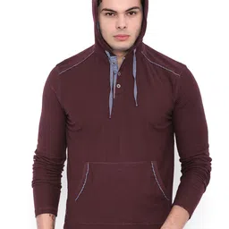 ARISE Men Maroon Solid Hooded T-shirt-picture-20