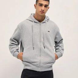 The Bear House Grey Relaxed Fit Hoodie-image-13