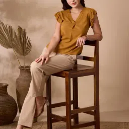 Mish Yellow Viscose Rayon Regular Fit Top-picture-14