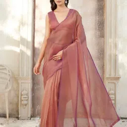 Tikhi Imli Pink Solid Saree with Unstitched Blouse-image-99