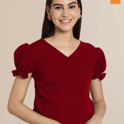 Tromko Women Puff Sleeve V-Neck Top-picture-26