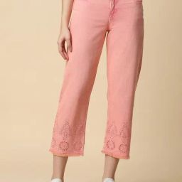Allen Solly Peach Cotton Regular Fit Mid Rise Jeans-image-5