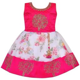 Wish Karo Girls White Embroidered Party Dress-image-98