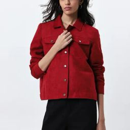 LOV by Westside Red Velvet Textured Jacket-image-71