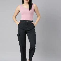 Zheia Grey Cotton Solid High Rise Jeans-image-24