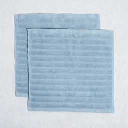 Westside Home Blue Self-Striped Luxe Ripple Face Towels (Set of 2)-image-33