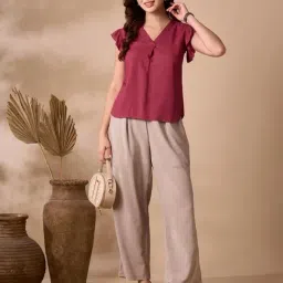 Mish Maroon Viscose Rayon Regular Fit Top-picture-9