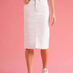 Globus White Denim Above Knee Skirt-image-36