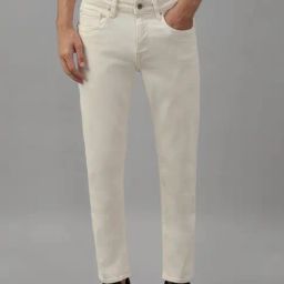 Louis Philippe Cream Cotton Slim Fit Jeans-image-19