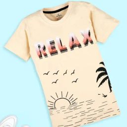 Kiddopanti Boys Sand Cotton Half Sleeves Printed Round Neck Tee-picture-34
