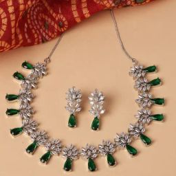 Zeneme Rhodium Plated AD Studded Jewellery Set-18