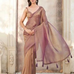 Tikhi Imli Purple Solid Saree with Unstitched Blouse-image-64