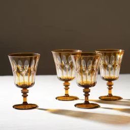 Pure Home and Living Brown Glass Printed Wine Glasses-24