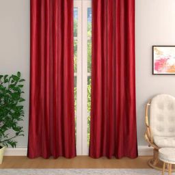 Romee Red Polyester Solid Curtains and Sheers-image-37