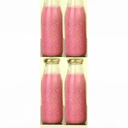 SOMIL Transparent & Nude-Coloured Set of 4 Glass Printed Water Bottle-image-55