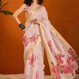 Anouk Rustic Floral Zari Organza Sungudi Saree-35