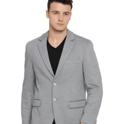 Basics Grey Full Sleeves Notched Lapel Blazer-image-65