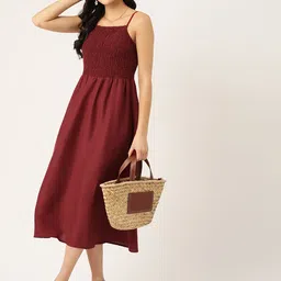 DressBerry Smocked Fit & Flare Midi Dress-image-96