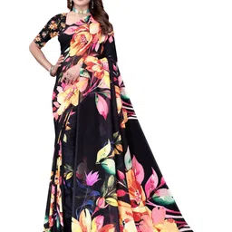 Pemal Designer Floral Pure Georgette Saree-image-75