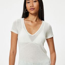 Koton Women Printed V-Neck Pockets T-shirt-image-95