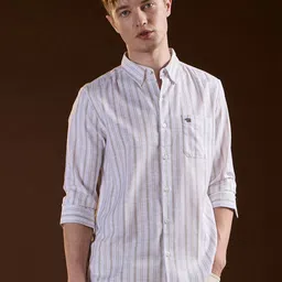 THE BEAR HOUSE Men Slim Fit Opaque Striped Casual Shirt-image-86