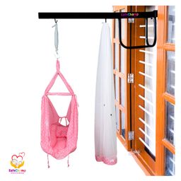 SafeChamp Roxy Baby Swing Cradle with Mosquito Net Pillow Spring And Metal Window Cradle Hanger - Pink-14