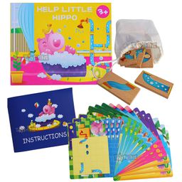 Toyshine Wooden Hippo Bathing Puzzle Toy Colorful Wooden Puzzle Toy for Kids - 9 Pieces-17