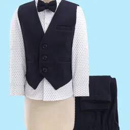 Robo Fry Cotton Full Sleeves Printed Party Suit With Waistcoat & Bow- Blue-image-88