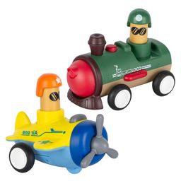 BitFeex Train-Plane Kid Toy Top Gear Push Toy Set of 2 Vehicle Toy for Boys Girls - Multicolor-11