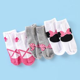 cute walk by babyhug Cute Walk Disney By Babyhug Anti Bacterial Ankle Length Socks Minnie Design Pack Of 3 - Multicolour-picture-40