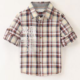 INFINITY Cotton Woven Full Sleeves Yarn Dye Checked  Shirt - Brown-image-50