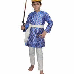 Kaku Fancy Dresses Shivaji Maharaj National Hero Freedom Fighter Republic Day & Independence Day Theme Costume Set  - Blue-image-97