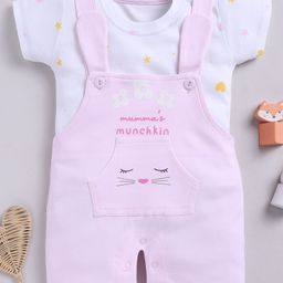 TOONYPORT Cotton Half Sleeves Mummas Munchkin Printed Dungaree Set - Pink-picture-21