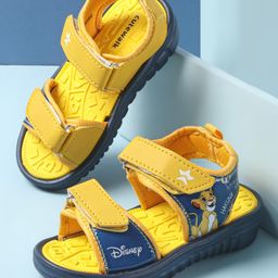 Cute Walk by Babyhug Disney Sandals with Velcro Closure Lion King Print -Yellow-image-12