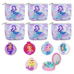 Asera Birthday Return Gift Mermaid theme Pouch with a Pocket Brush for Girls Combo Pack (Set of 6)-image-15
