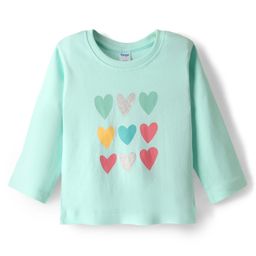 Tango Interlock Knit Full Sleeves T-Shirt with Heart Print - Aqua Blue-image-86