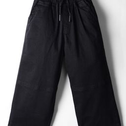 Olio Kids Denim Woven Full Length Solid Color Wide Legged Jeans - Charcoal Grey-image-43