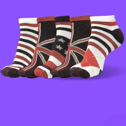 MJE Men Pack Of 5 Patterned Cotton Ankle Length Socks-20