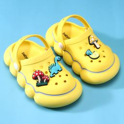 Babyoye Clogs with Backstrap Closure & Dino Applique - Yellow image 2