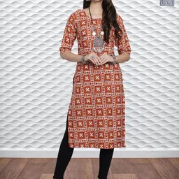HERE&NOW Selection Of 2 Geometric Printed Round Neck Straight Kurtas-image-91