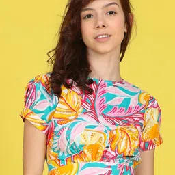 Cutiekins Girls Floral Printed Pure Cotton Crop Styled Back Top-picture-45