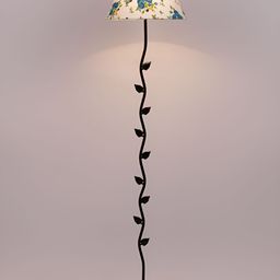 Devansh Black & White Printed Cotton Floor Lamp With Shade image 5